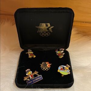 Vintage 1984 Olympic Pins Set Sam the Olympic Eagle